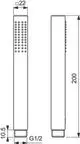 Stabhandbrause in eckiger Form in Chromoptik, gefertigt von Ideal Standard. Das Design umfasst eine gleichmäßige Anordnung von Düsen auf der Vorderseite.